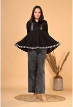 Rayon Short Kurti with Machine Embroidery Work