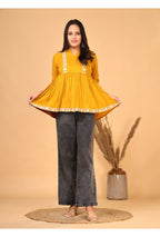 Rayon Short Kurti with Machine Embroidery Work