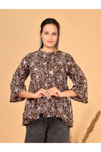 Women’s  Printed Pure Cotton Short Kurti with Flared Sleeves
