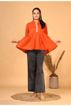 Premium Cotton  (60x60) Front Embroidered Gathered Top