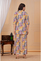 Simple Leaf Print Cotton Shirt Style Co-ord Set