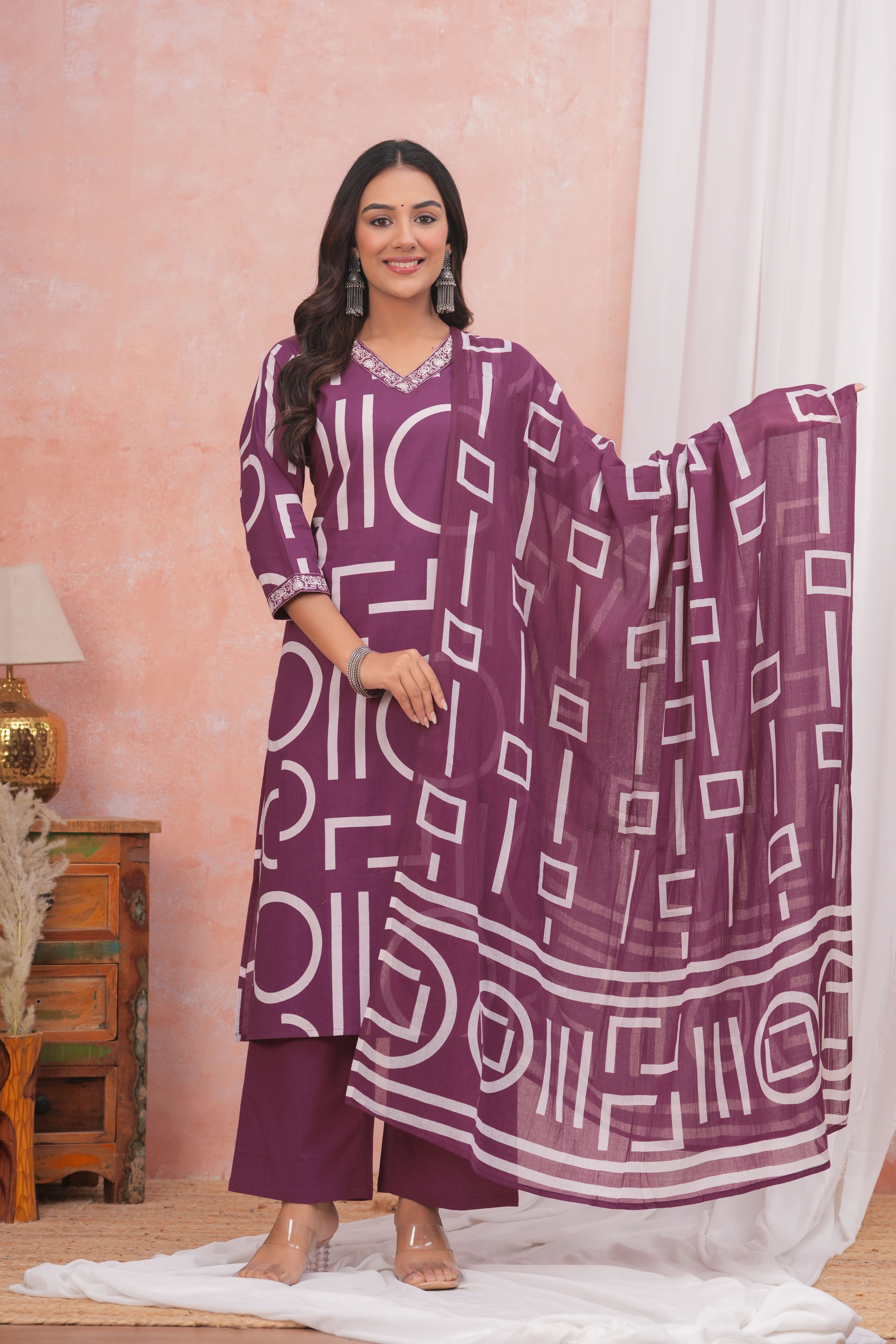 Elegant Comfort Cotton Kurta Set with Embroidery Details