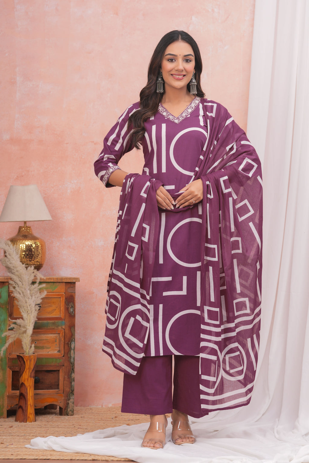 Elegant Comfort Cotton Kurta Set with Embroidery Details