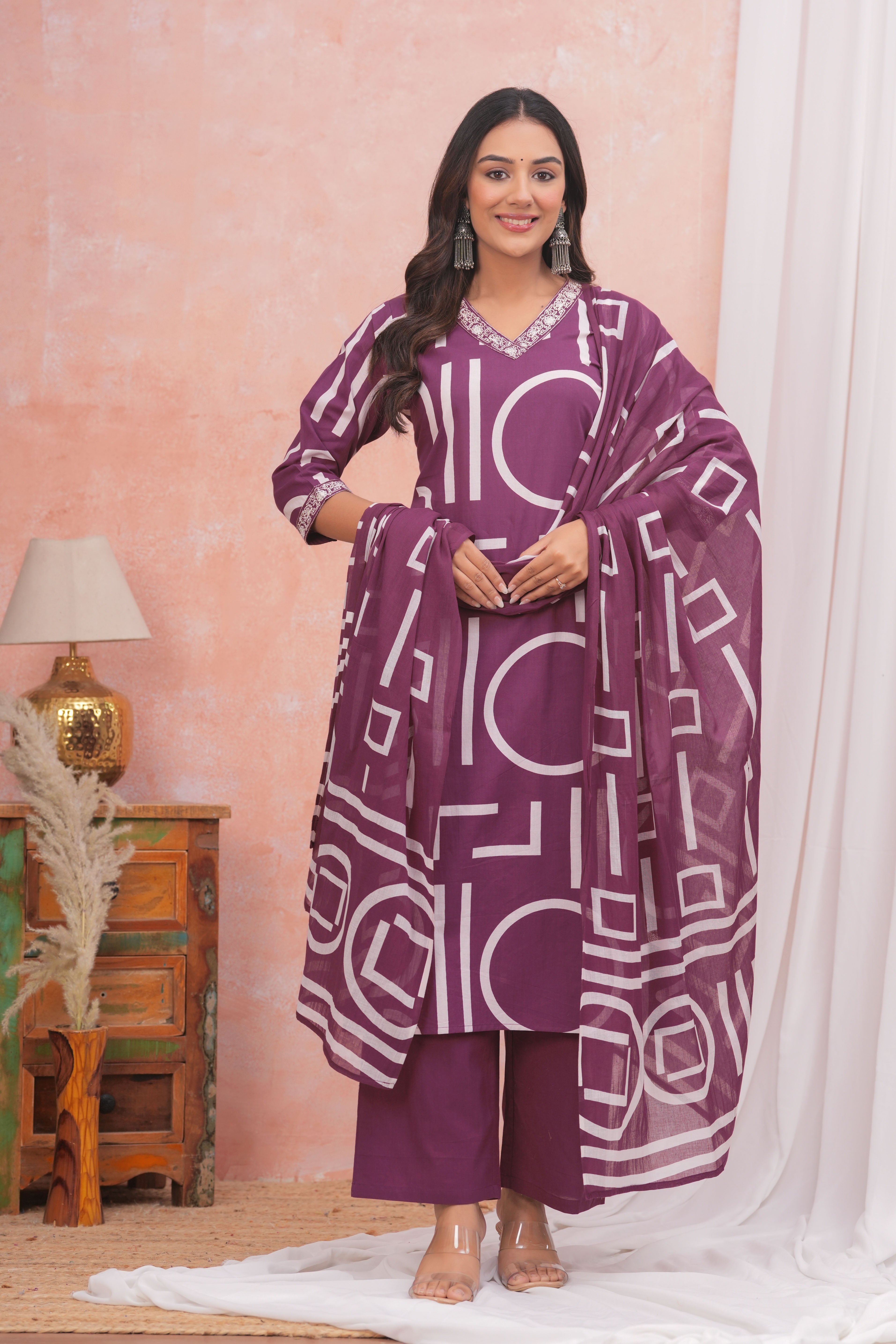 Elegant Comfort Cotton Kurta Set with Embroidery Details