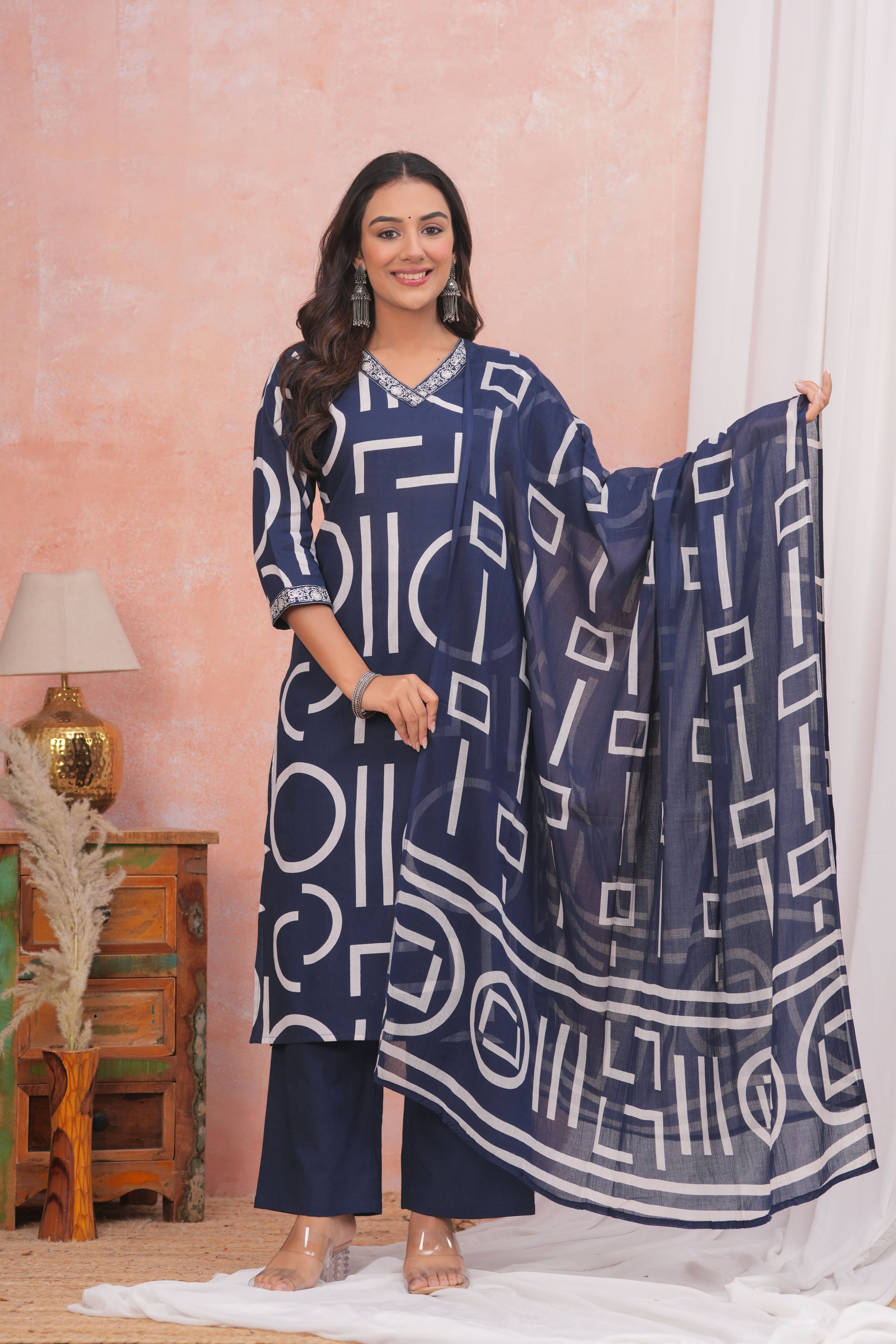 Elegant Comfort Cotton Kurta Set with Embroidery Details