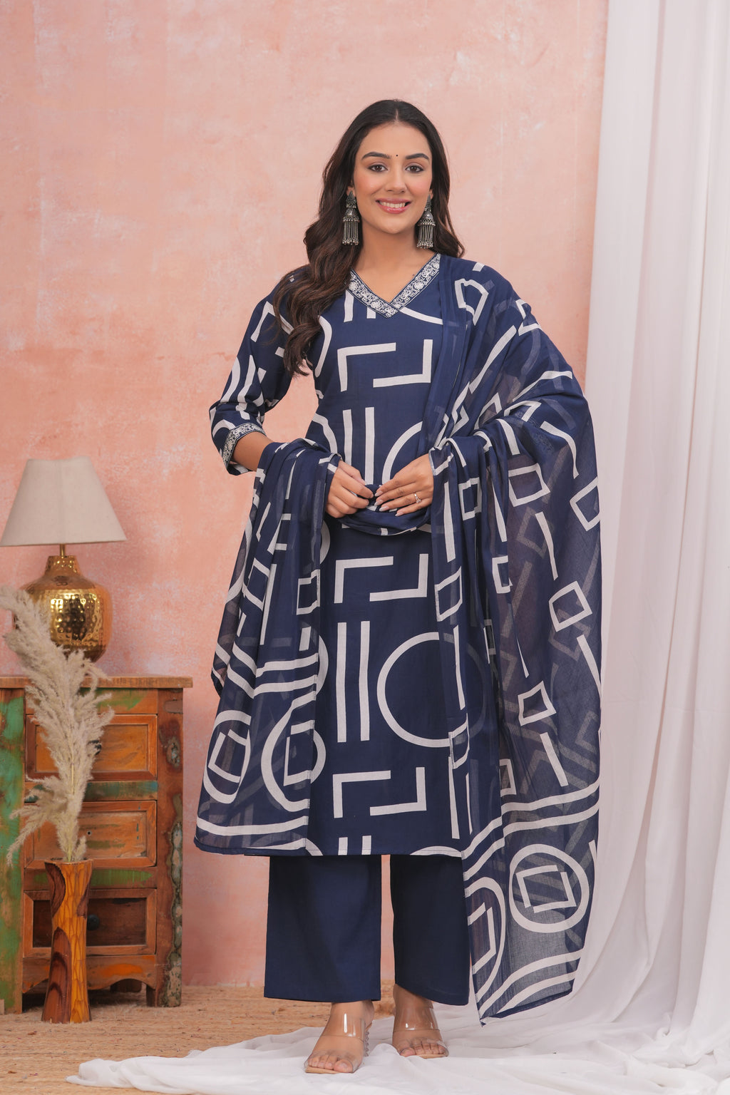 Elegant Comfort Cotton Kurta Set with Embroidery Details