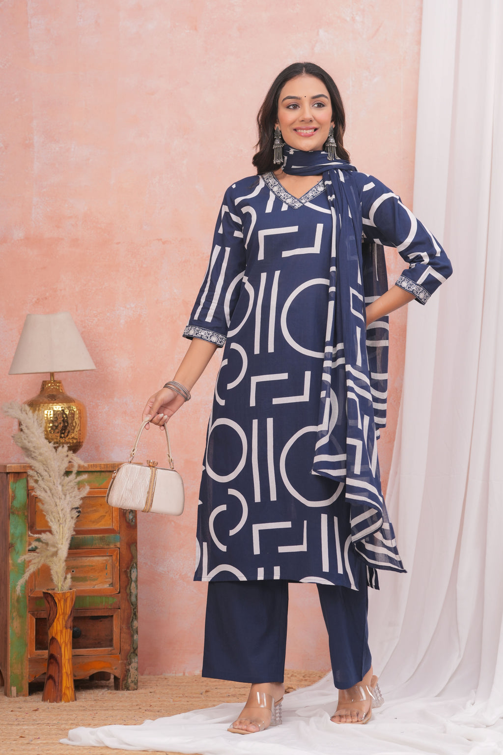 Elegant Comfort Cotton Kurta Set with Embroidery Details