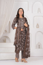 Jaipur Kurti Floral Printed Cotton Kurta Set with Embroidery & Dupatta