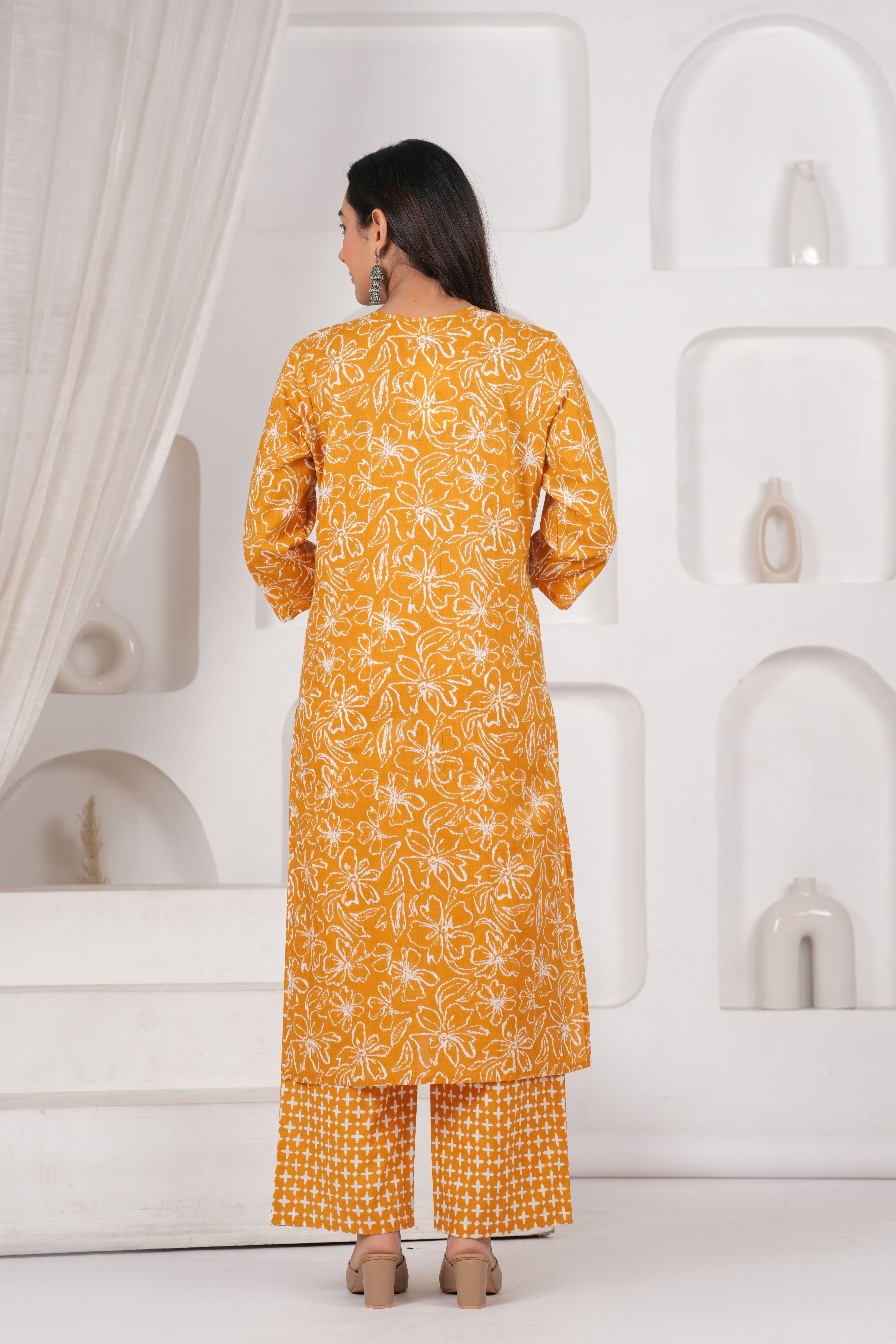 Jaipur Kurti Floral Printed Cotton Kurta Set with Embroidery & Dupatta