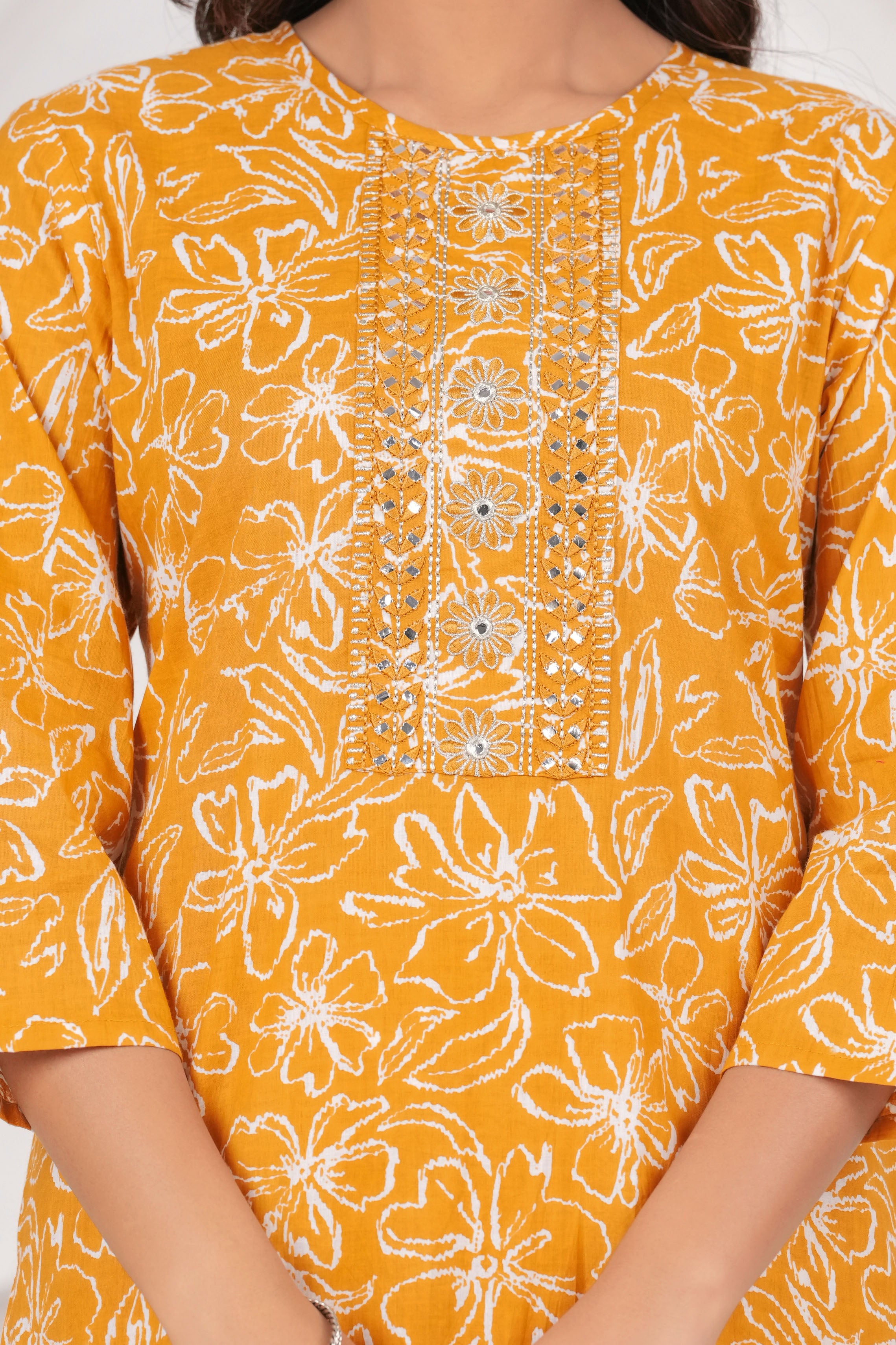 Jaipur Kurti Floral Printed Cotton Kurta Set with Embroidery & Dupatta