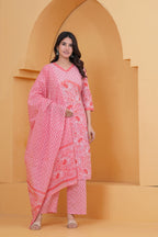 Sanganeri Print Pure Cotton 60*60 3-Piece Suit Set