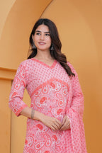 Sanganeri Print Pure Cotton 60*60 3-Piece Suit Set