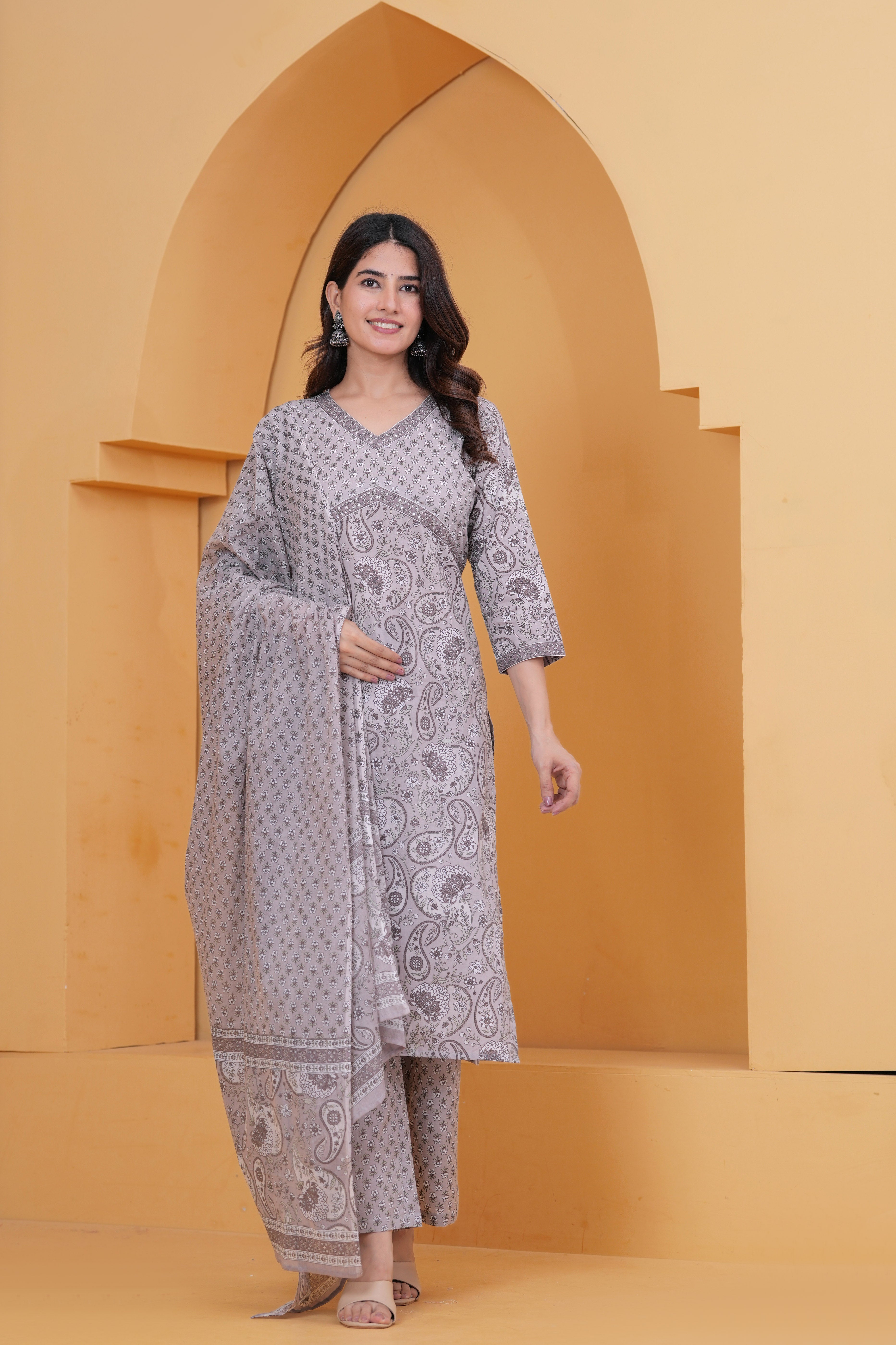 Sanganeri Print Pure Cotton 60*60 3-Piece Suit Set
