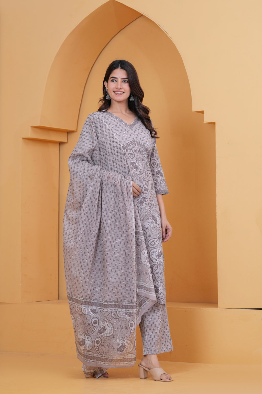 Sanganeri Print Pure Cotton 60*60 3-Piece Suit Set