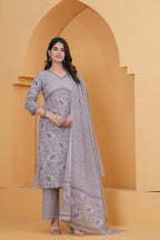 Sanganeri Print Pure Cotton 60*60 3-Piece Suit Set