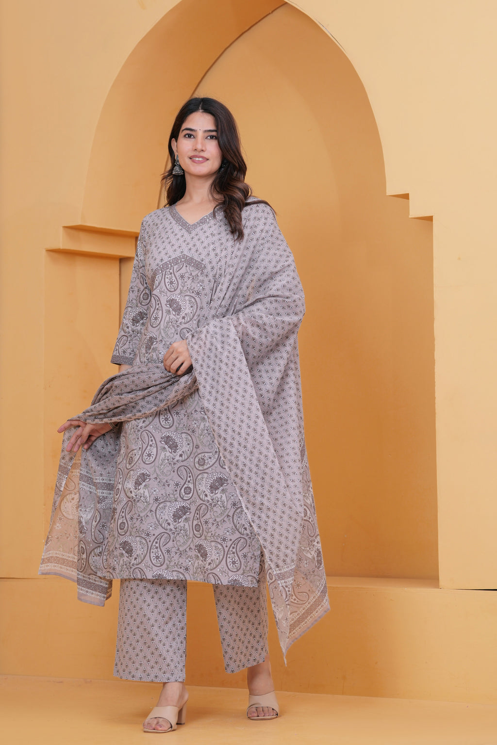 Sanganeri Print Pure Cotton 60*60 3-Piece Suit Set
