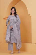 Sanganeri Print Pure Cotton 60*60 3-Piece Suit Set