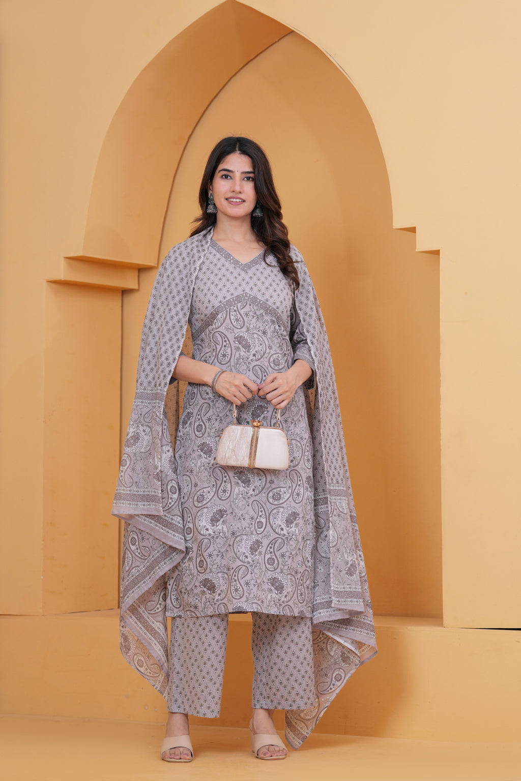 Sanganeri Print Pure Cotton 60*60 3-Piece Suit Set