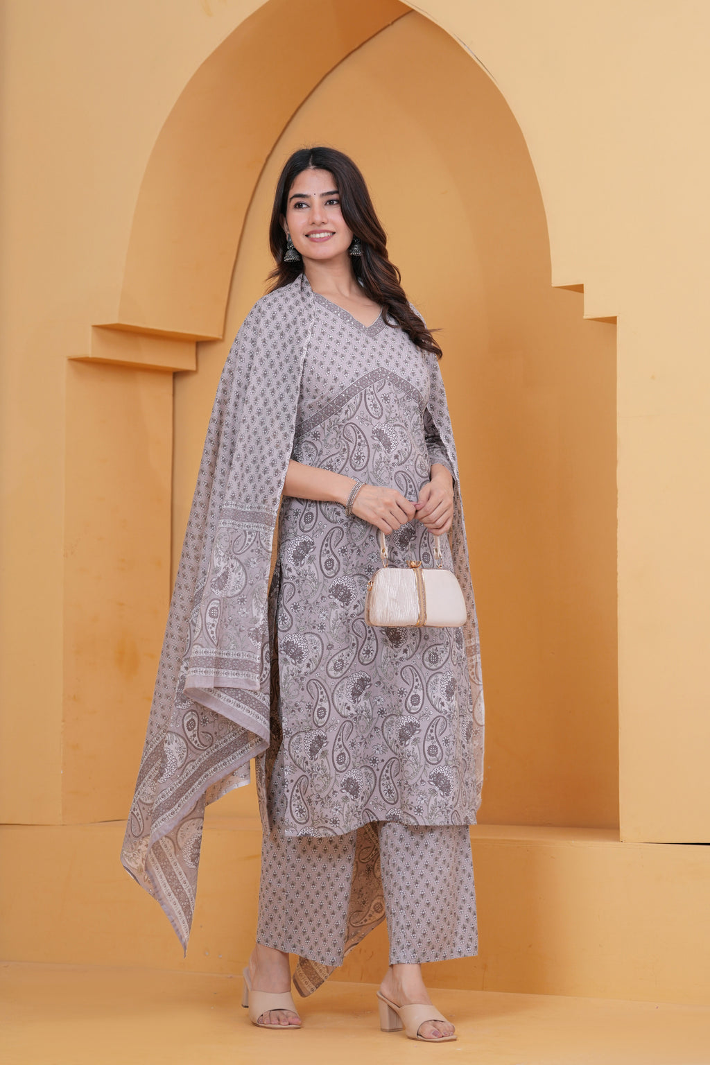 Sanganeri Print Pure Cotton 60*60 3-Piece Suit Set