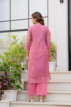 Special Edition: Premium Fancy Razzo Lucknowi Chikankari Kurti with Cotton Silk Pant & Embroidered Dupatta