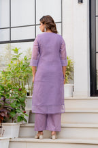 Special Edition: Premium Fancy Razzo Lucknowi Chikankari Kurti with Cotton Silk Pant & Embroidered Dupatta