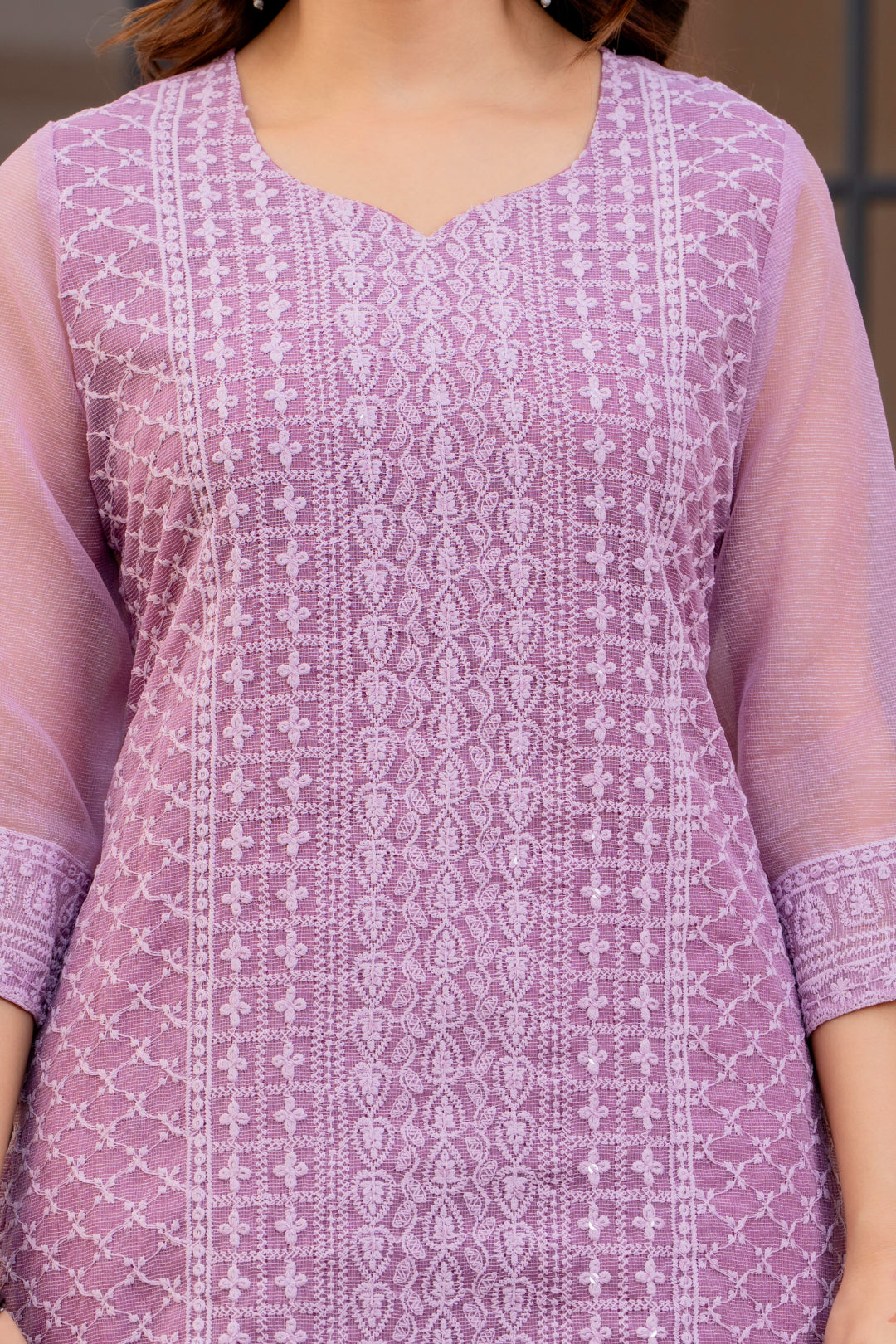 Zarizaara Special Edition:Premium Fancy Razzo Lucknowi Chikankari Kurti with Cotton Silk Pant & Embroidered Dupatta