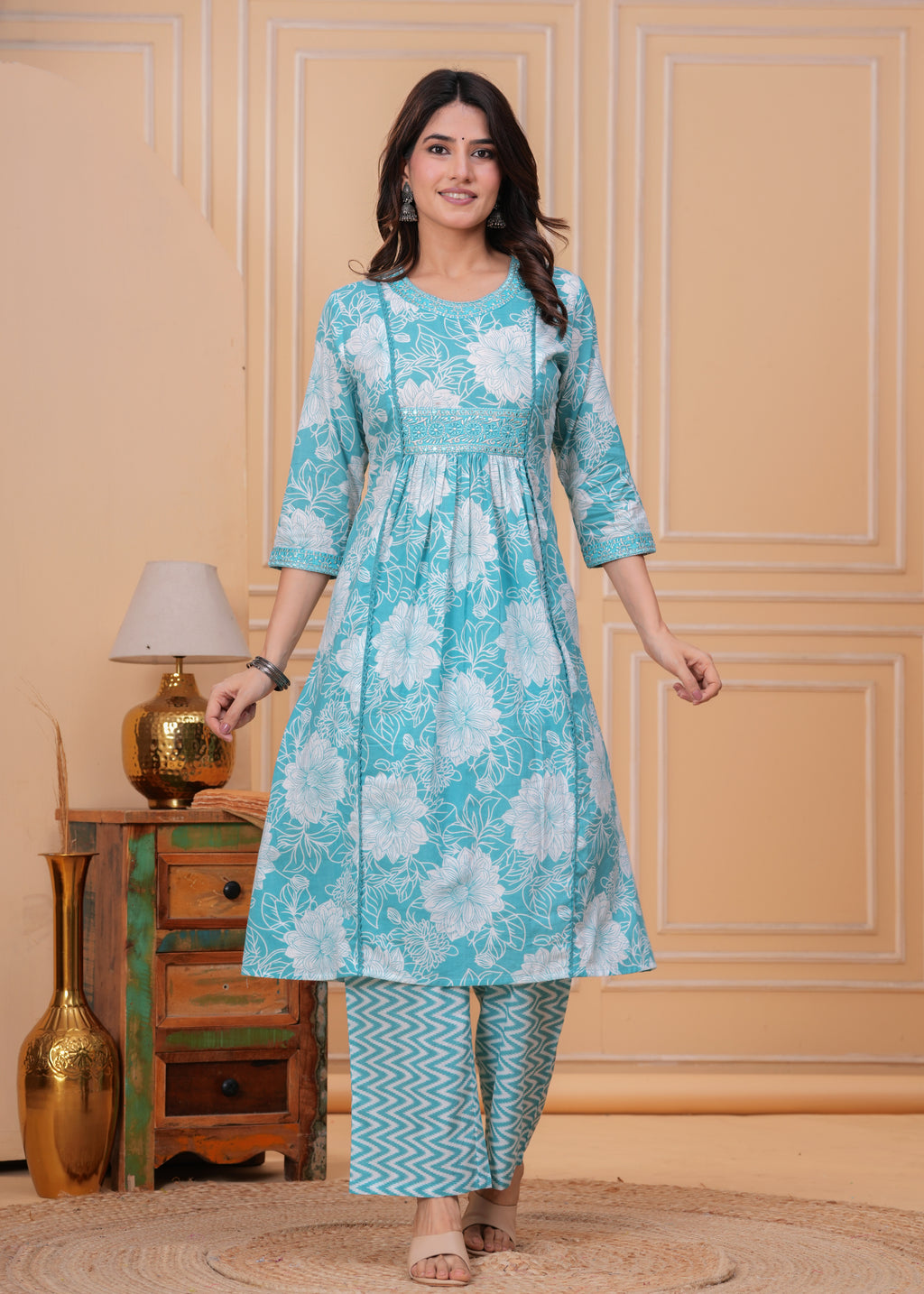 Bloom Smocked Anarkali Three-Piece Set