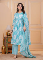 Bloom Smocked Anarkali Three-Piece Set