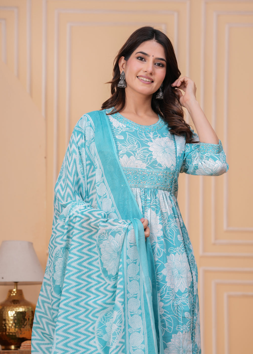 Bloom Smocked Anarkali Three-Piece Set