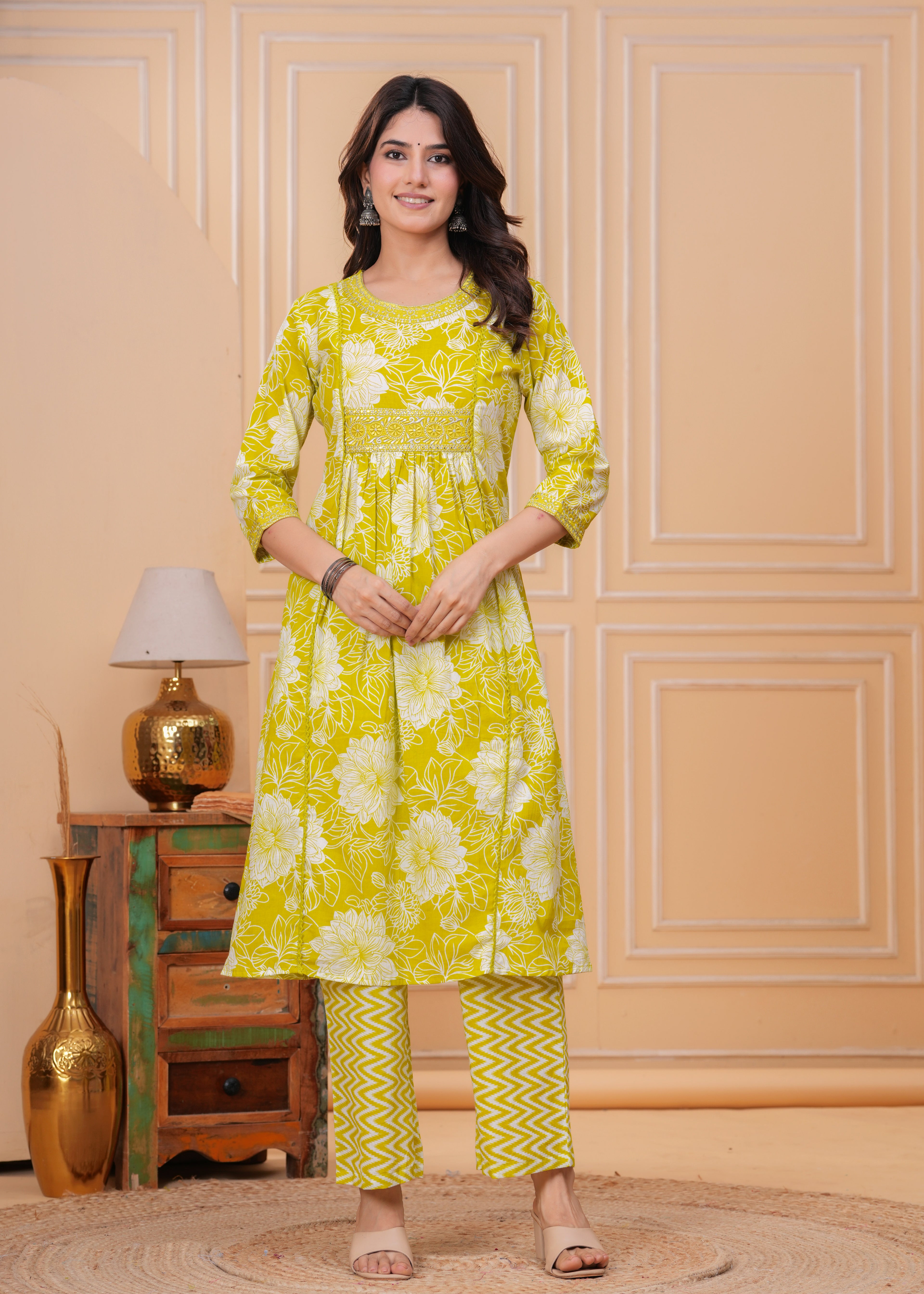 Bloom Smocked Anarkali Three-Piece Set