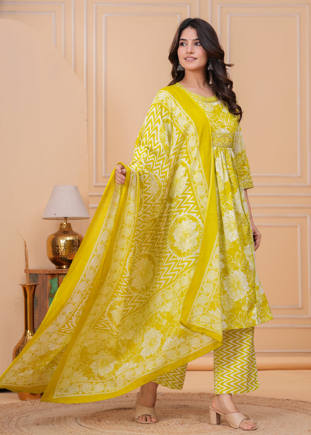 Bloom Smocked Anarkali Three-Piece Set