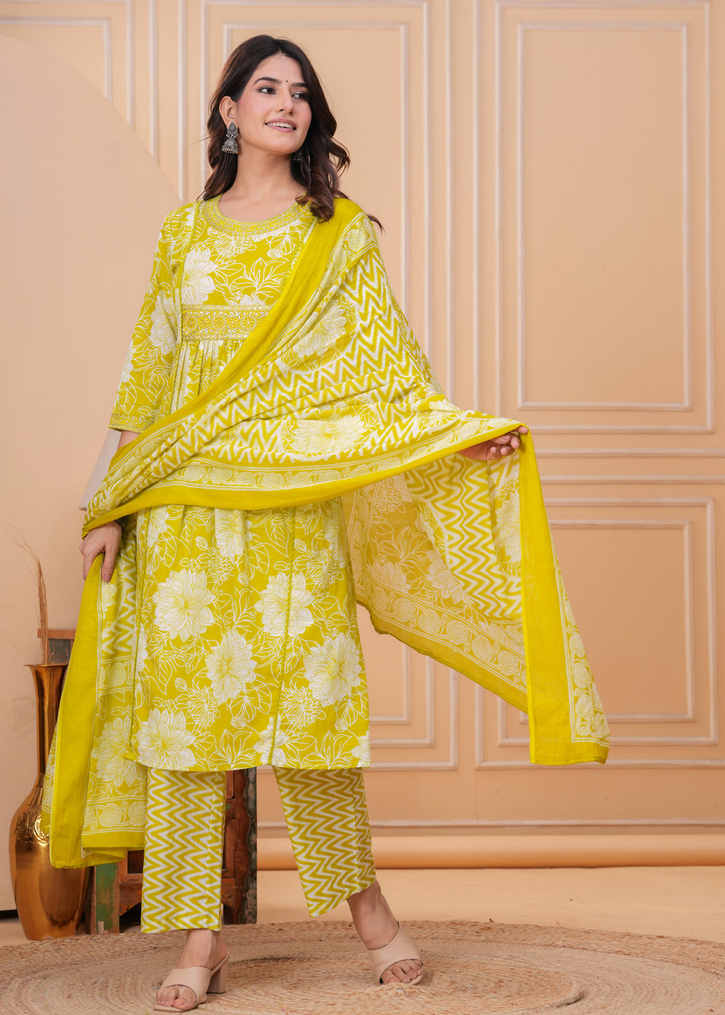 Bloom Smocked Anarkali Three-Piece Set