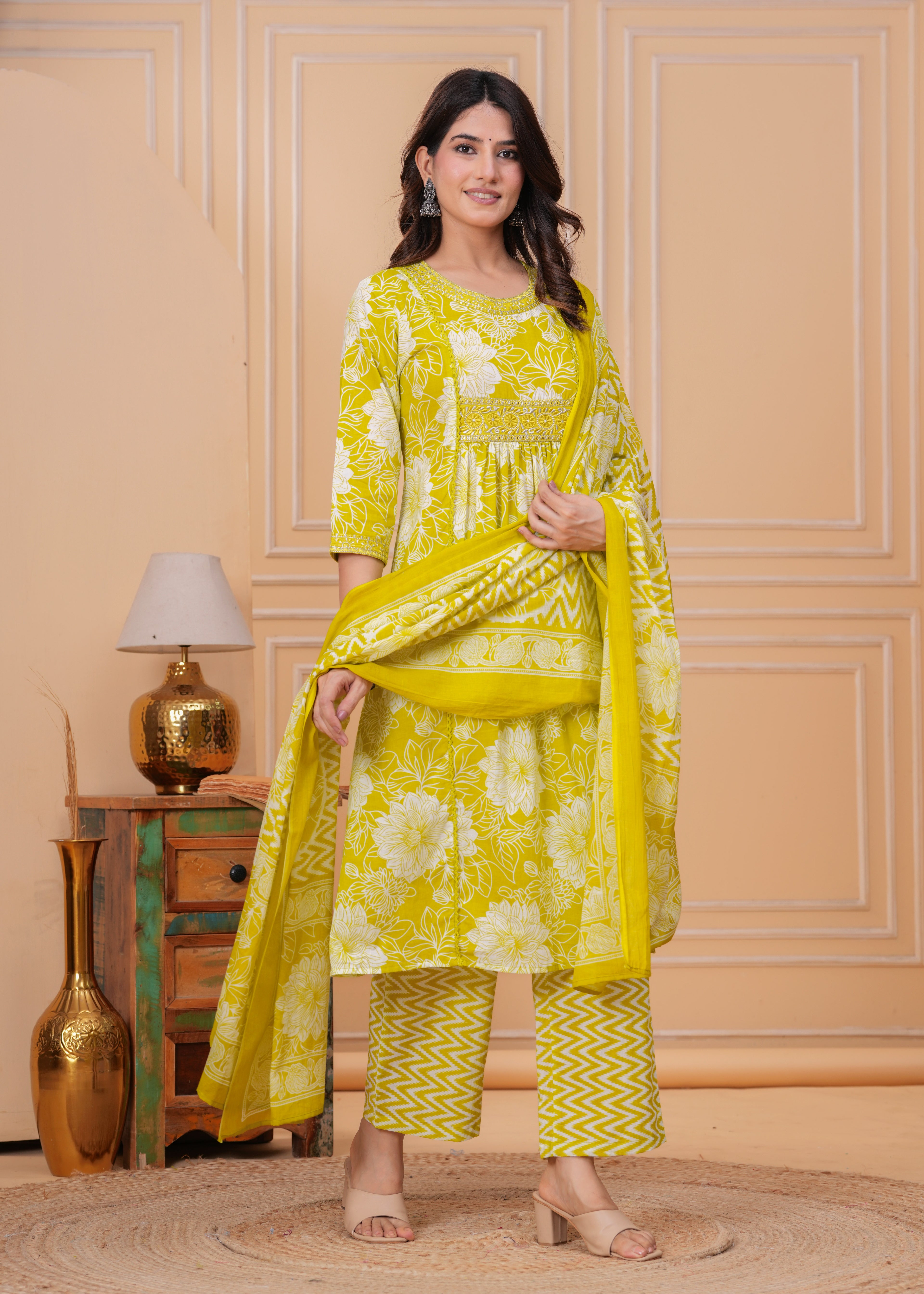Bloom Smocked Anarkali Three-Piece Set