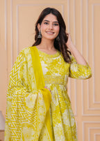Bloom Smocked Anarkali Three-Piece Set