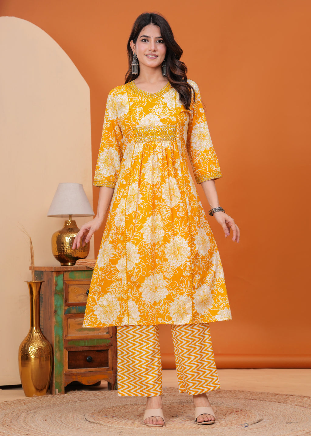 Bloom Smocked Anarkali Three-Piece Set
