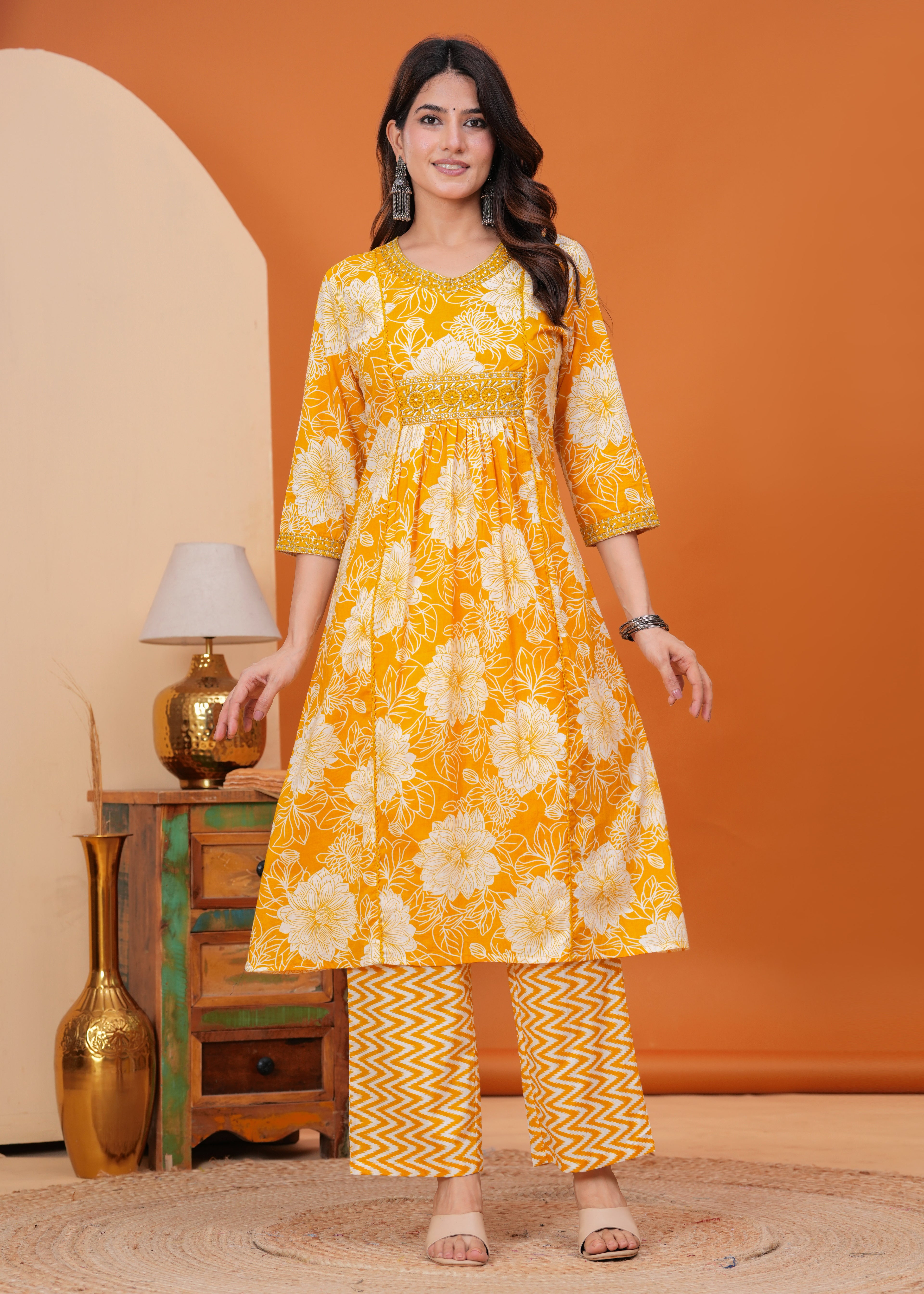Bloom Smocked Anarkali Three-Piece Set