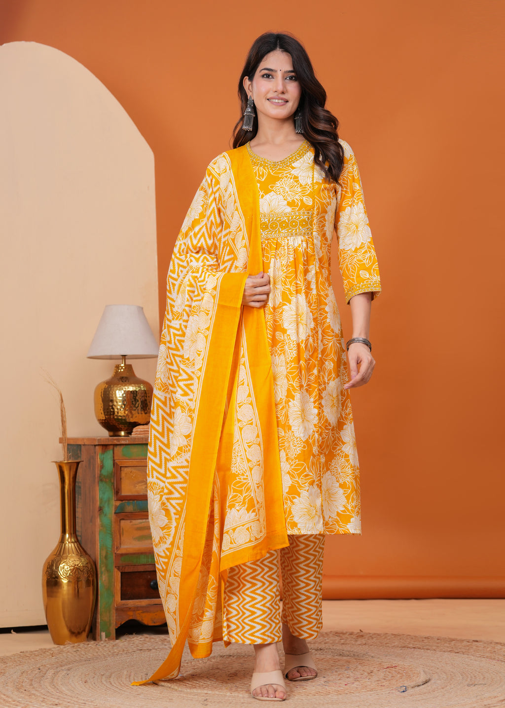 Bloom Smocked Anarkali Three-Piece Set