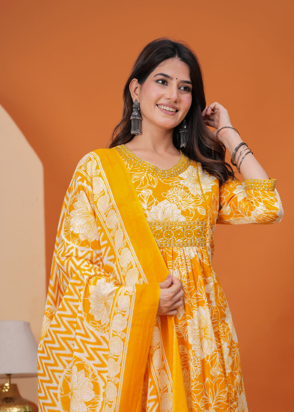 Bloom Smocked Anarkali Three-Piece Set