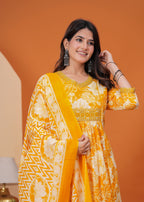 Bloom Smocked Anarkali Three-Piece Set