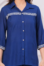 Premium Rayon Shirt-Style Co-ord with Intricate Embroidery