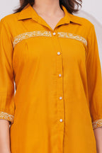 Premium Rayon Shirt-Style Co-ord with Intricate Embroidery