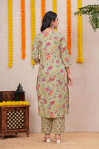 Graceful Floral Printed Pure Cotton 3-Piece Suit Set