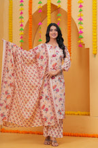 Graceful Floral Printed Pure Cotton 3-Piece Suit Set