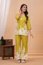 Floral Discharge Printed Cotton Co-ord Set