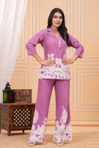 Floral Discharge Printed Cotton Co-ord Set