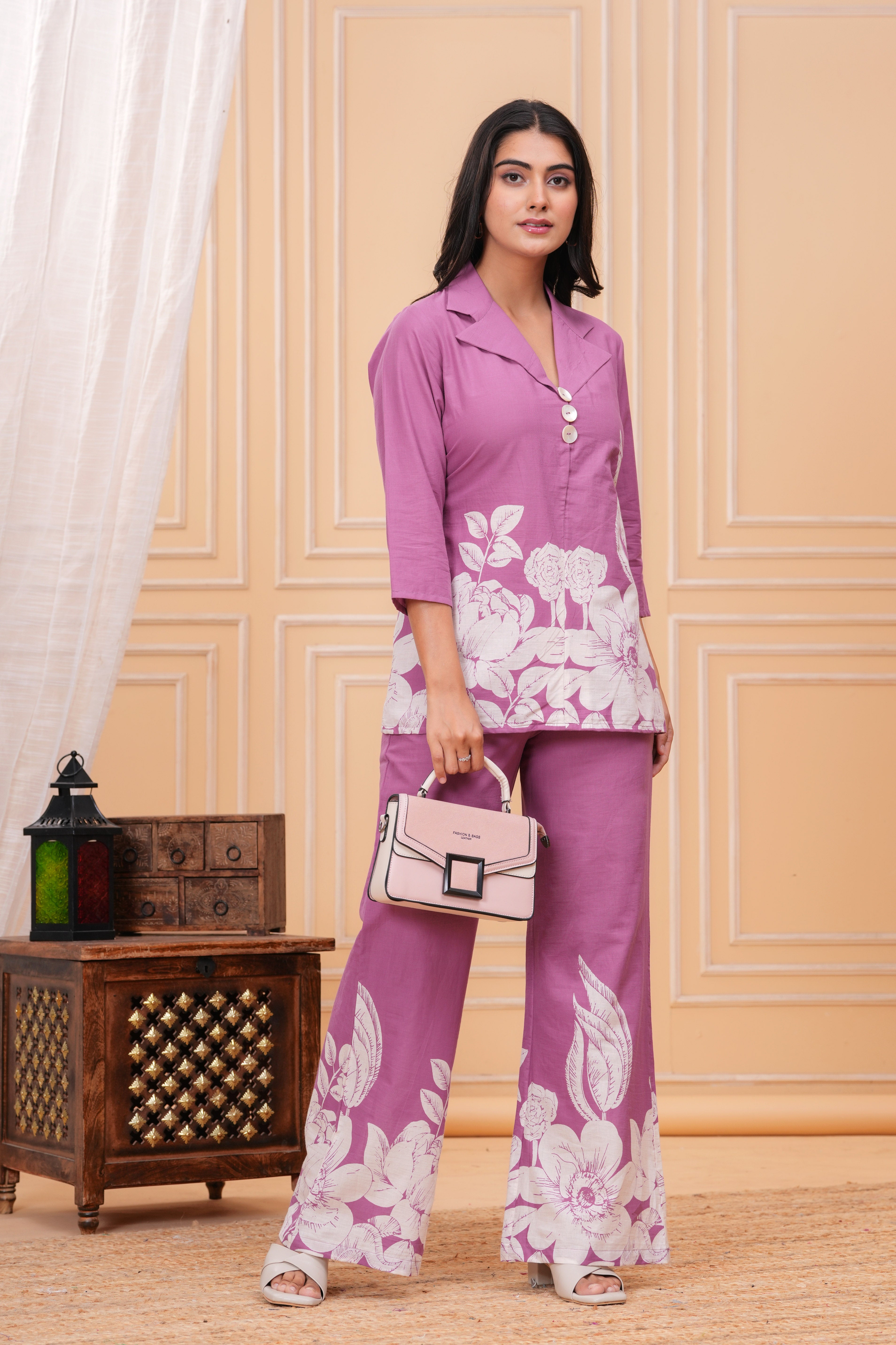 Floral Discharge Printed Cotton Co-ord Set