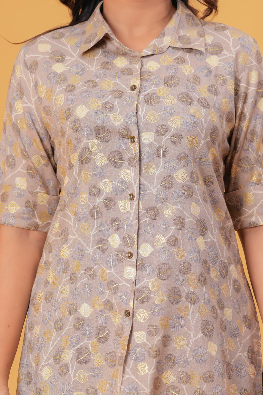 Shiny Leaf Foil Printed Rayon Co-ord Set