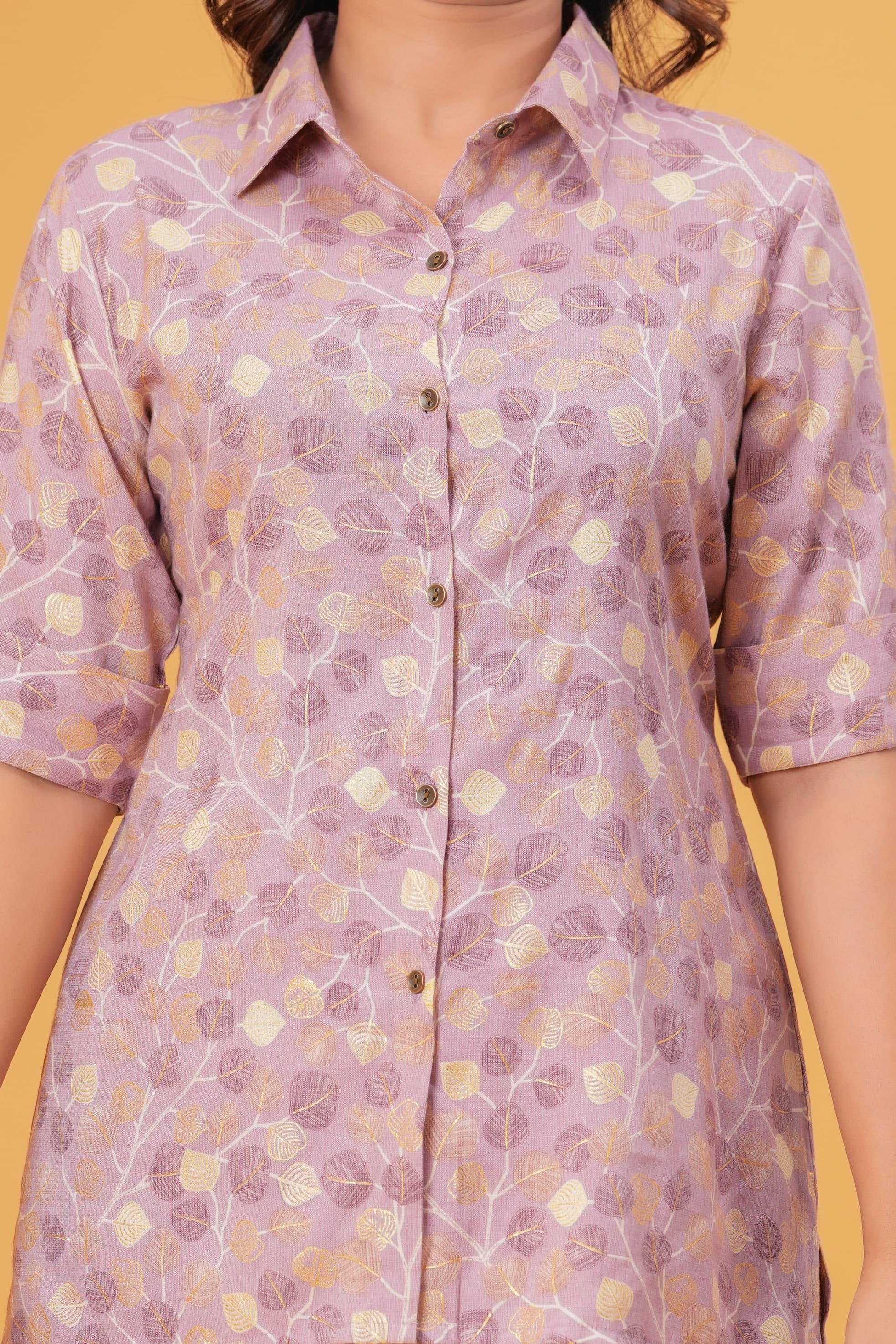 Shiny Leaf Foil Printed Rayon Co-ord Set