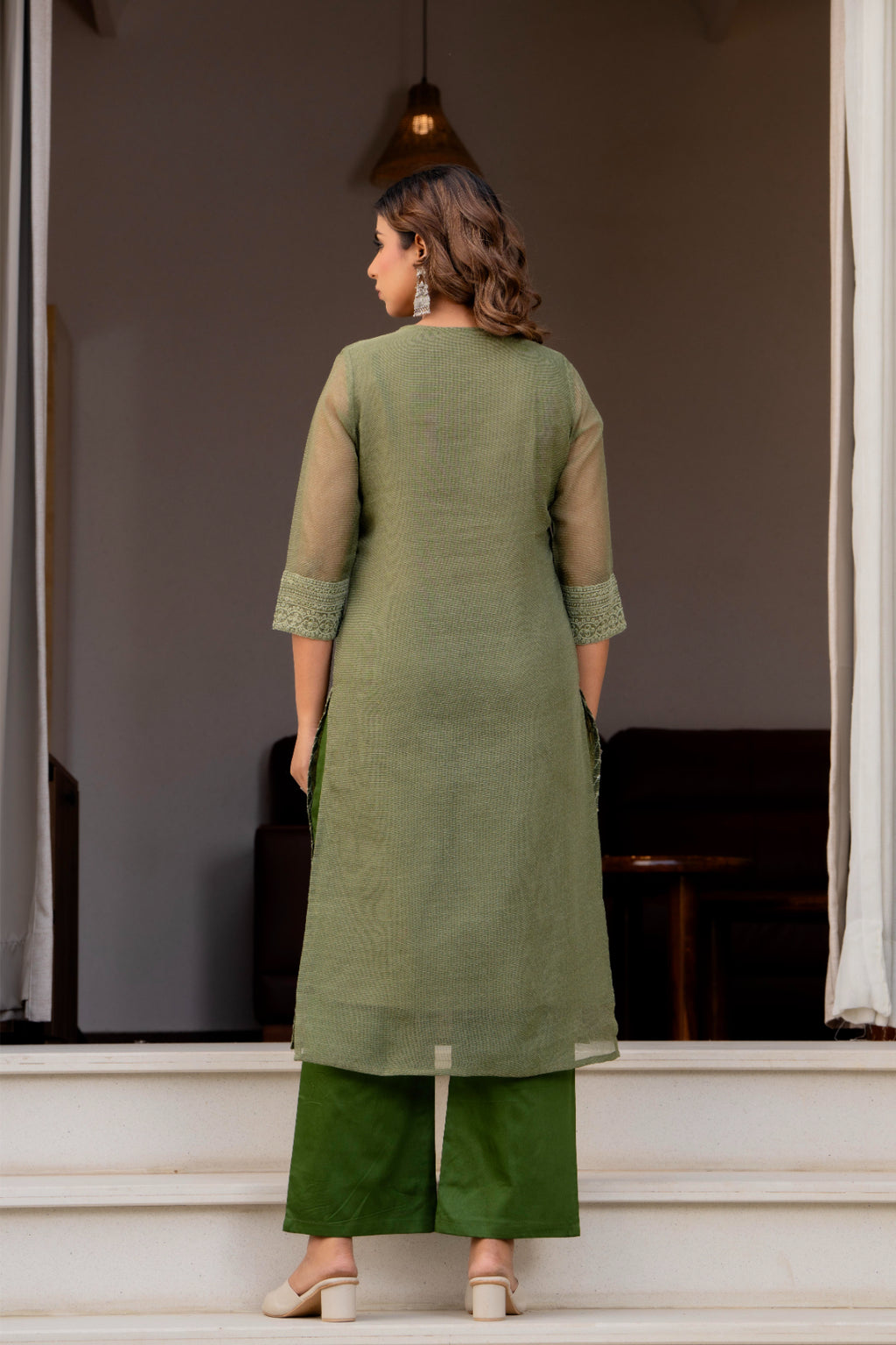 Special Edition: Premium Fancy Razzo Lucknowi Chikankari Kurti with Cotton Silk Pant & Embroidered Dupatta