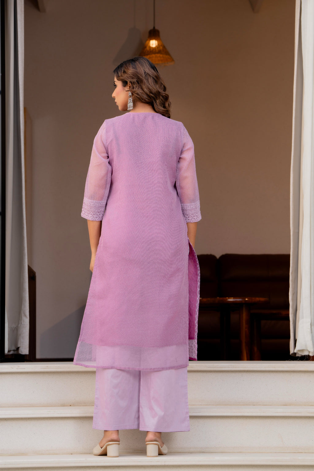 Special Edition: Premium Fancy Razzo Lucknowi Chikankari Kurti with Cotton Silk Pant & Embroidered Dupatta